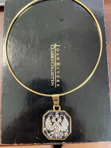VTG JOAN RIVERS Imperial Russian Eagle Medallion Necklace Pendant - Picture 1 of 3