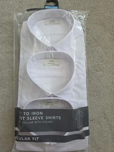 Men's Marks & Spencer White Short Sleeve Shirts Collar 18" NWT Pack Of 3 - Picture 1 of 8
