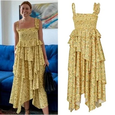 Petersyn Alcott Floral Print Sleeveless Midi Dress Yellow Size Small - Image 1 of 4