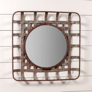 Metal Tobacco Basket Wall Mirror - SALE - Picture 1 of 2