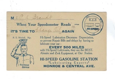 Toledo Ohio UX27 Postal Card, Color Advertising, Gasoline Station - Image 1 of 2