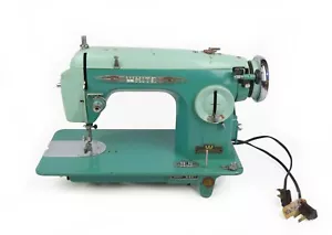 Vintage Mid Century White Model 660 Sewing Machine Turquoise 1960s - Picture 1 of 9