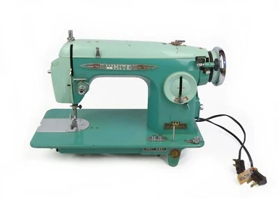 Vintage Mid Century White Model 660 Sewing Machine Turquoise 1960s - Image 1 of 4