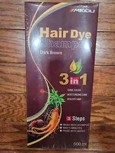 HAIR DYE SHAMPOO MEIDU 3 IN 1 SHINE COLOR DARK BROWN 500 ML HEALTHY HAIR 16.9 OZ - Picture 1 of 3