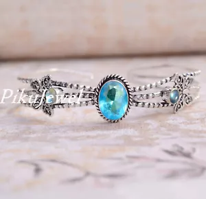 Blautopas mit Labradorit Edelstein 925 Sterling Silber Armreif Manschette für... - Bild 1 von 6