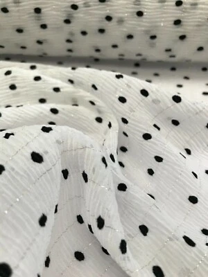 BLACK SPOT / LUREX STRIPE CRINKLE CHIFFON FABRIC : 150CM WIDE : $8.50 P/M - image 1 of 4