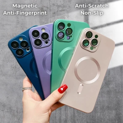 Matte Soft Liquid Silicone Camera Lens Protection Magsafe Case for Apple Iphone - Image 1 of 4