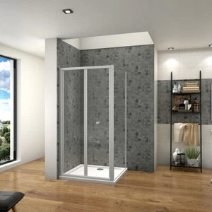 760/860/900mm Eletro off white Framed Bifold Shower Enclosure with Tray Waste - Picture 1 of 7