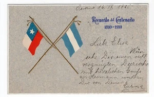 CHILE Argentina Patriótico 1810-1910 Centenario Independencia Recuerdo Centenario - Imagen 1 de 2