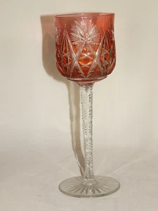 Baccarat Kristall Römer Überfang orange gezahnter Schaft Bodenstern Weinglas - Imagen 1 de 8
