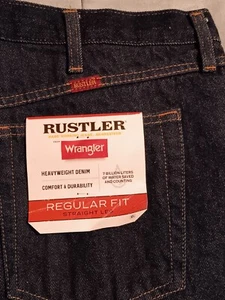 NEW RUSTLER by WRANGLER 40 x 32 jeans BLUE REGULAR FIT 100% COTTON men's NWT a - Picture 1 of 4