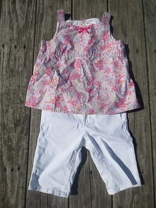 Hanna Andersson Gap Kids ~ Girls Spring Outfit White Shorts Floral Top ~ Size 6 - Picture 1 of 9