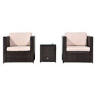 Outsunny 2 Seater Rattan Sofa  Furniture Set W/Cushions, Steel Frame-Brown 