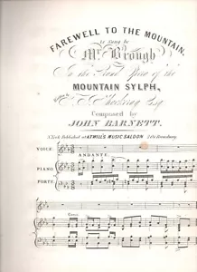 Noten, Abschied vom Berg, um 1835, John Barnett Mountain Sylph - Bild 1 von 1