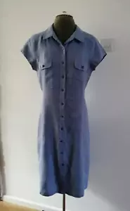Brora Dress Women Size 10 Pure Linen Grey Short Sleeve Summer Shirt Casual Dress - Picture 1 of 8