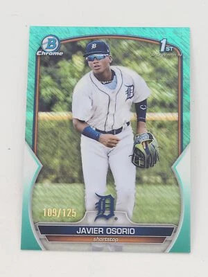 2023 Bowman #BCP-4 Javier Osorio Chrome Prospects Aqua Shimmer Refractor /125 - Image 1 of 2
