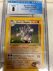 Brock's Rhydon Gym Challenge 2/132 Pokémon Card Holo Rare *CGC GRADE 8* - Picture 1 of 2
