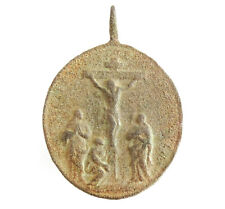 Very Old Antique Catholic Medal Crucifixion Mary Crushing Serpent