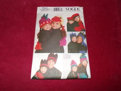 🌹 VOGUE #9600 - SO CUTE! ADULT & CHILDREN'S WHIMSICAL HATS & MITTENS PATTERN FF - Image 1 of 2
