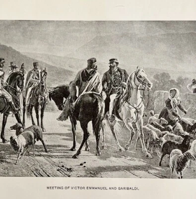 Meeting Of Victor Emmanuel And Garibaldi Typogravure Victorian 1894 DWP2A — 第 1/2 张图片