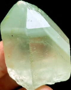 47g 1 Natural Phantom 'Green Ghost' Lemuria QUARTZ Crystal Point &Pyramid q588 - Picture 1 of 7