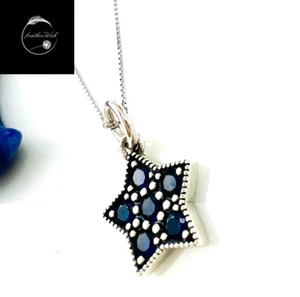 Sterling Silver 925 Star Pendant Chain 45cm Necklace - Gift Ladies Girls Women - Picture 1 of 7