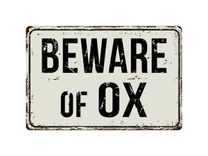 423VS Beware Of Ox 8 "x 12" Vintage Aluminum Retro Metal Sign - Picture 1 of 2