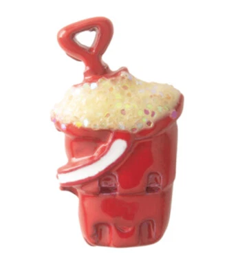 Origami Owl RED GLITTER SAND BUCKET PAIL TOY Floating Enamel BEACH & OCEAN Charm - Image 1 of 3