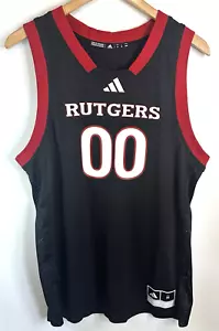 Adidas Rutgers Scarlet Knights Maglia Nero Rosso #00 Basket Uomo Medium NUOVO! - Foto 1 di 7