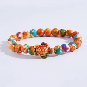Unisex Camouflage orange-yellow Turquoise Bracelet Ocean Turtle Design - Picture 1 of 4