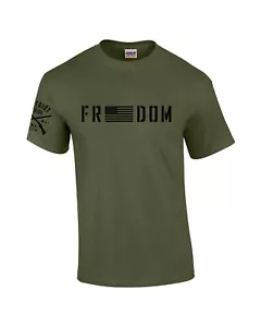 Patriot Pride Freedom American Flag Mens Short Sleeve T-shirt Graphic Tee - Picture 1 of 9