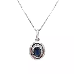 Collar De Mujer Realizado En Oro Blanco 18 Kt Con Colgante De Un Zafiro - Imagen 1 de 12