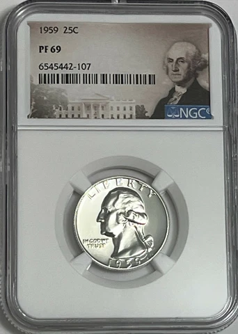 1959 NGC PF69 90% SILVER PROOF WASHINGTON QUARTER GREAT EYE APPEAL 25c PORTRAIT Cover