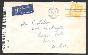New Zealand Censored Airmail Cover Solo One Shilling Stamp, Auckland to USA 1944 - Picture 1 of 2