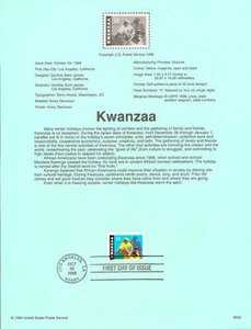 #9942 33c Kwanzaa Stamp #3368 - Souvenir Page - Picture 1 of 1