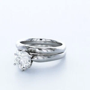 JUEGO NUPCIAL SOLITARIO CLÁSICO PLATINO CORTE REDONDO I/SI1 DIAMANTE LABORATORIO 1.82CT 6 PUNTAS - Imagen 1 de 4