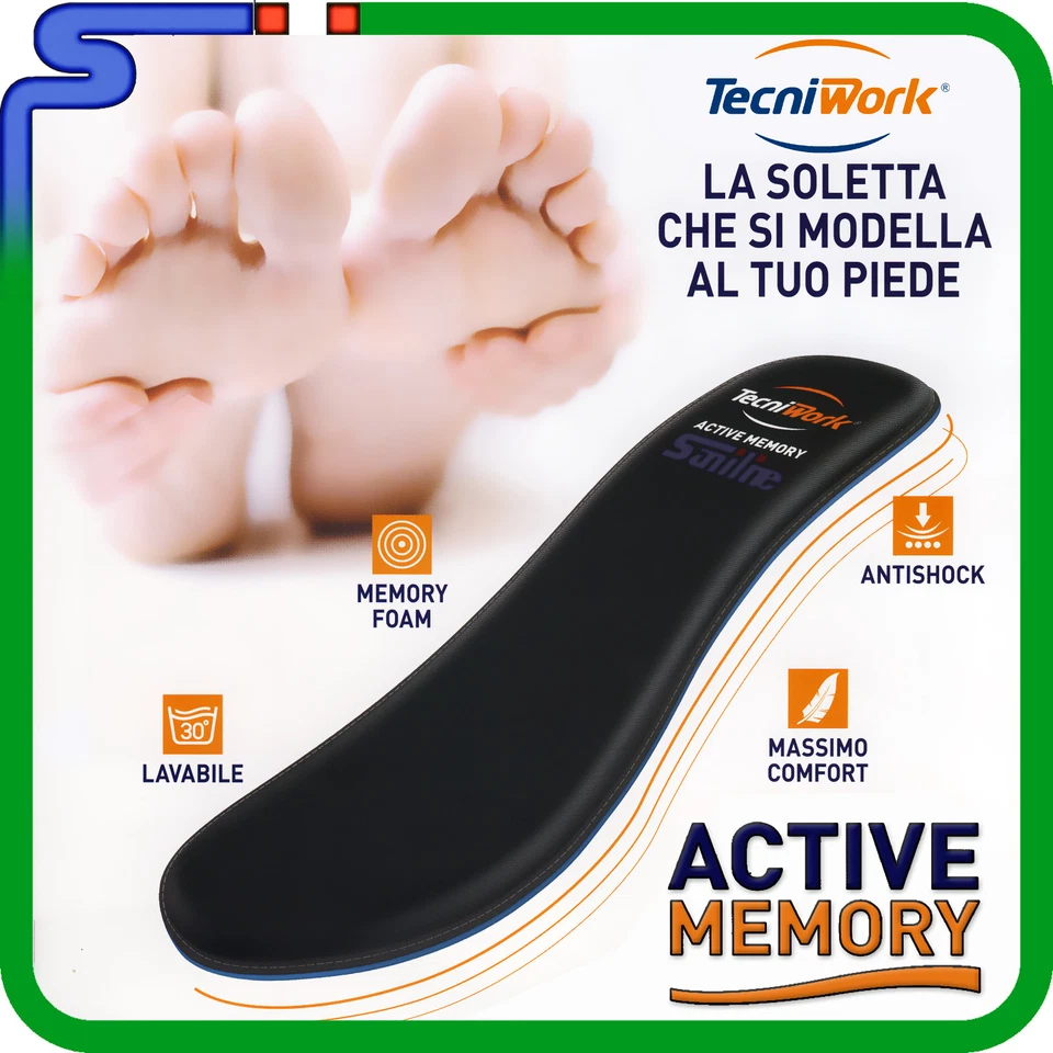 SOLETTA ANTISHOCK ACTIVE MEMORY TECNIWORK CHE SI MODELLA AL TUO PIEDE - SOLETTE