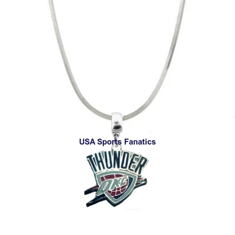 Oklahoma City Thunder Team Logo Pendant Necklace On A 925 Snake Chain Cover