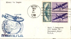 Pan American World Airways First Flight Miami Florida -Lagos Nigeria - 1941 - Picture 1 of 2