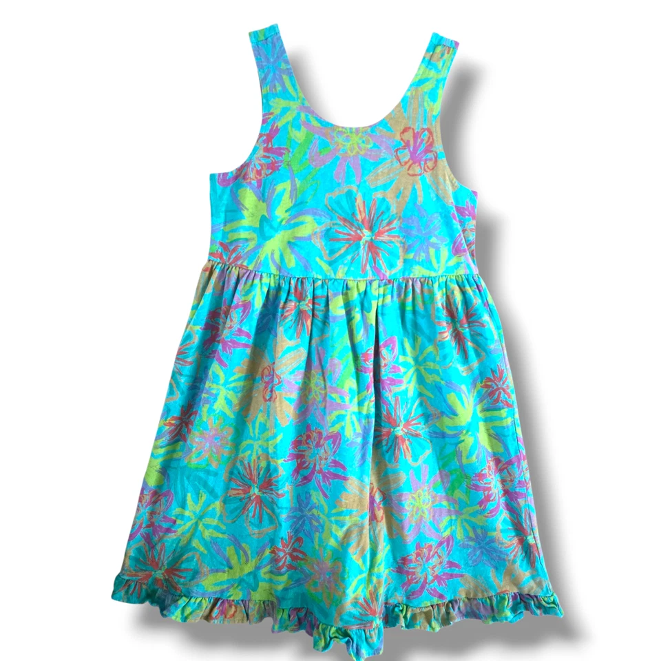 Vestido Solero Floral Turquesa Tropical Vintage Años 90 Fresh Produce Niñas XL 10/12 Foto 1 de 4