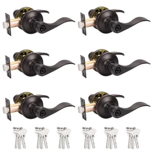 (6 Pack Entrance Lever Door Handle Oil Rubbed Bronze, Entry Levers Combo Pack... - Picture 1 of 7