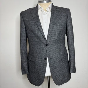Jos A Bank Signature 43L Gray Plaid 100% Wool Tailored Fit Blazer Coat - Picture 1 of 10