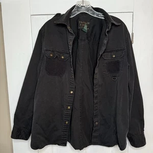 VTG Lauren Ralph Lauren Size Large Women’s Safari Outfitters Black Snap Up Shirt - Picture 1 of 10