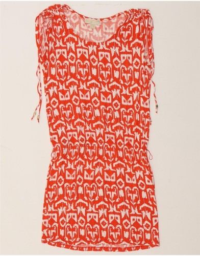 Abito donna Michael Kors senza maniche vita bassa UK 10 piccolo rosso Ikat Rayon RC10