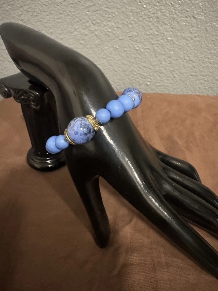 Calmante de ágata y howlita de encaje azul boho Foto 1 de 3