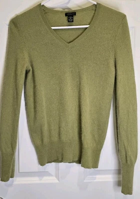 Suéter Only Mine para mujer de 2 capas de cachemir verde cuello en V manga larga, talla MP Foto 1 de 4