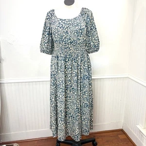 Vestido Wayward Fancies eShakti 3X 24W Floral Verde azulado Crema Calado Campesino Cabaña - Imagen 1 de 15