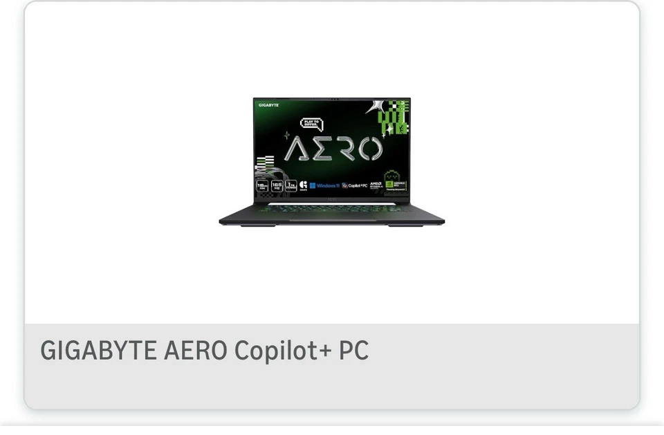 PC Gigabyte Aero X16 Copilot+ 16" 2560×1600 WQXGA AMD Ryzen Al 7 350 Foto 1 de 2