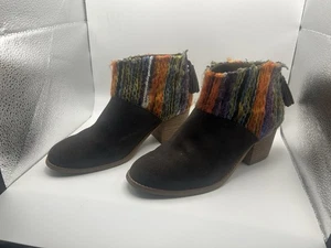 TOMS Mujer’s Botas Leila Botines Tacones Marrón Gamuza Arco Iris Hilo Cremallera Talla 9 - Imagen 1 de 9
