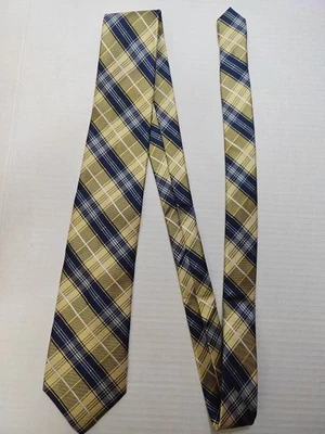 Corbata a cuadros Nautica 100 % seda amarillo azul 57" × 3,5" venta al por menor $55 Foto 1 de 4